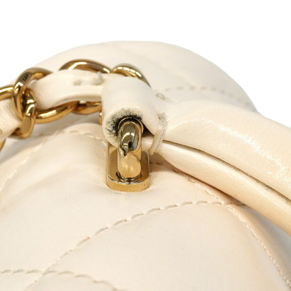 Chanel Matelassé Chain Shoulder Handbag, Lambskin, White/Champagne, 2-way Bag... - Picture 7 of 11
